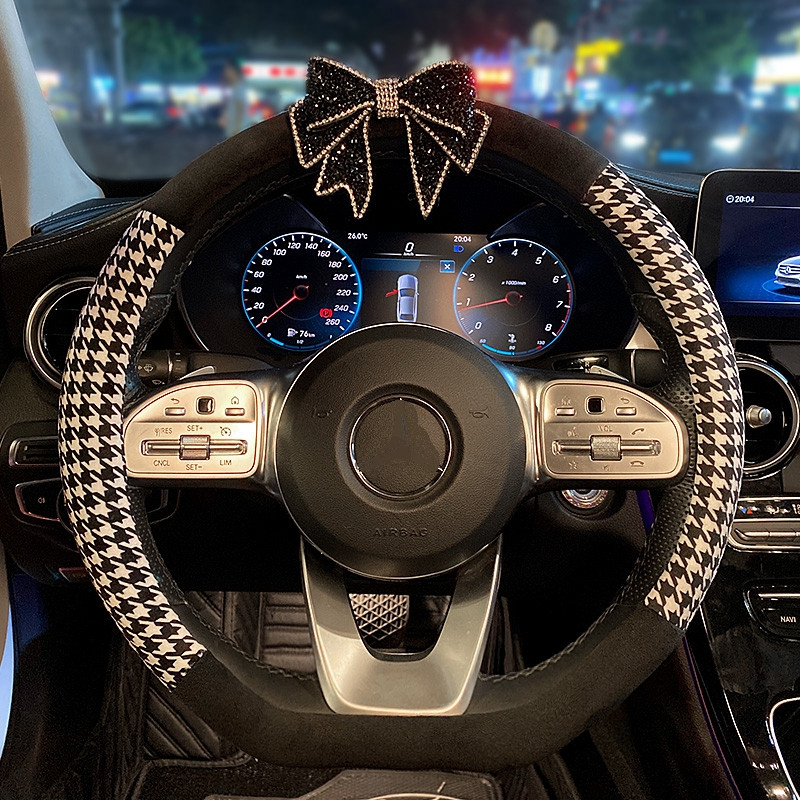 Nou creativ de pluș de iarnă Camelia Moale Confortabil Volan Mașină Husa Ghidon