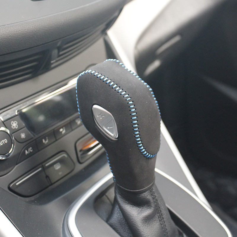 Husă ppc capac pentru buton schimbător de viteze din piele naturală pentru Ford Focus KUGA 2012 ani husă mașină pe capacul butonului schimbătorului de viteze