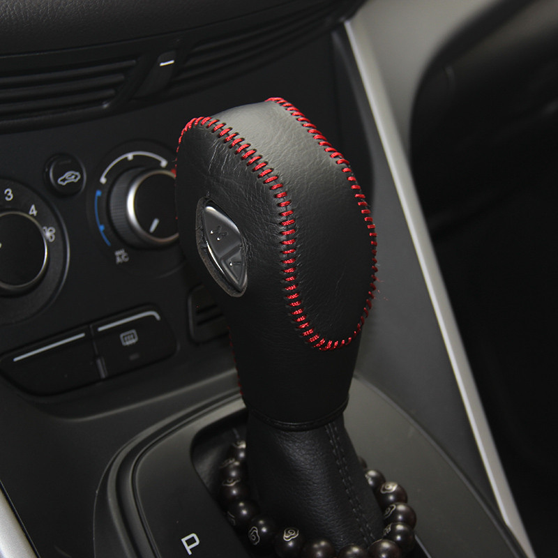 Husă ppc capac pentru buton schimbător de viteze din piele naturală pentru Ford Focus KUGA 2012 ani husă mașină pe capacul butonului schimbătorului de viteze