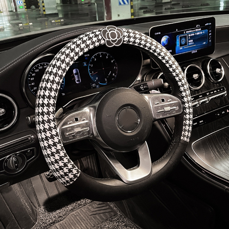 Clasic Plaid Bowknot Husă universală pentru volan de mașină Decro Auto Pad centură de siguranță pentru femei Bow Series Accesorii pentru interiorul mașinii