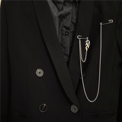 Broșă cu pandantiv cu ciucuri întunecate pentru bărbați și femei, broșe vintage cu strasuri, baroce, punk, stați, gotice, Harajuku, bijuterii de stradă