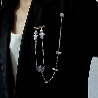 Broșă cu pandantiv cu ciucuri întunecate pentru bărbați și femei, broșe vintage cu strasuri, baroce, punk, stați, gotice, Harajuku, bijuterii de stradă
