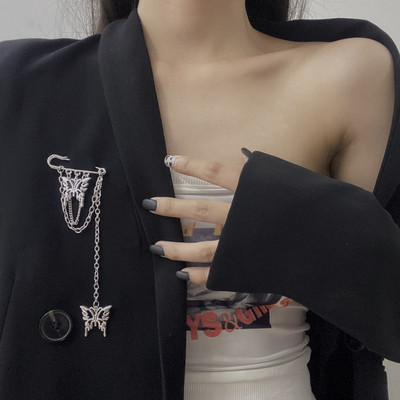 Broșă cu pandantiv cu ciucuri întunecate pentru bărbați și femei, broșe vintage cu strasuri, baroce, punk, stați, gotice, Harajuku, bijuterii de stradă