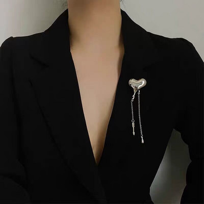 Broșă cu pandantiv cu ciucuri întunecate pentru bărbați și femei, broșe vintage cu strasuri, baroce, punk, stați, gotice, Harajuku, bijuterii de stradă