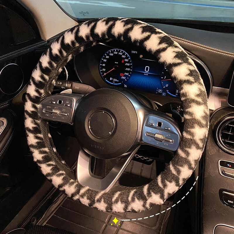 Noul 2023, la modă, de pluș, cald, romb, confortabil, anti-alunecare, husă de protecție pentru volan, capac pentru mâner