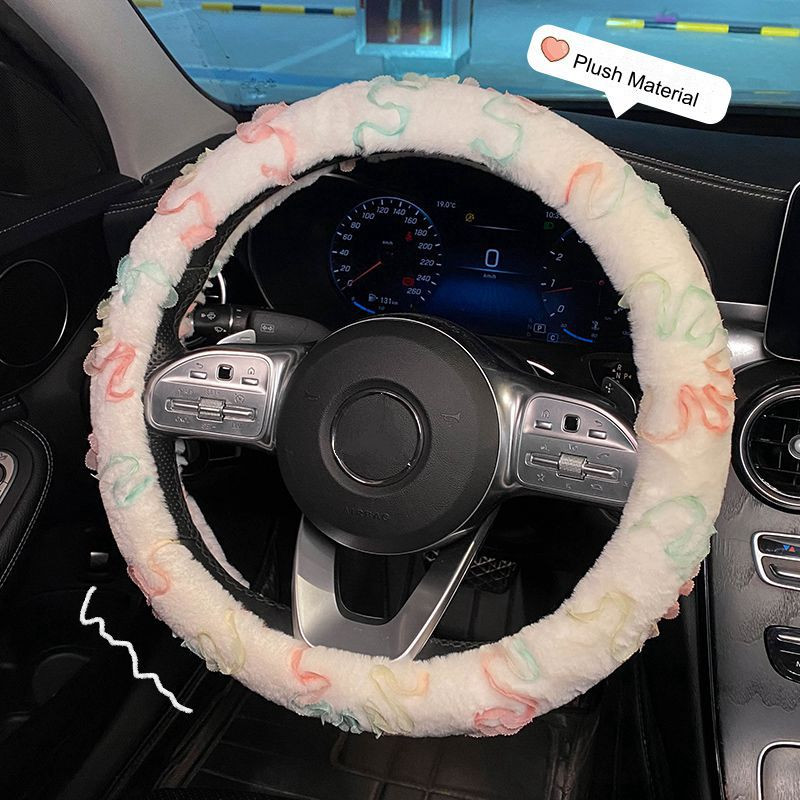 Nou Creativ Scurt Plush Iarnă Floare Dantela Anti-alunecare Drăguț Moda Volan Mașină Husa Ghidon