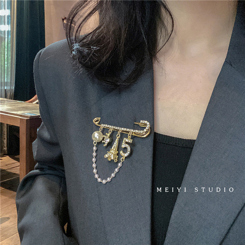 Broșă gotică de lux cu ciucuri pentru bărbați, femei, imitație de perle, broșe vintage cu strasuri, Punk Stay Harajuku, bijuterii