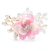 Wuli&baby kézzel készített kristály virágos brossok női tervező 3 színű Pearl New Beauty Flower Party Irodai bross tűk Ajándékok