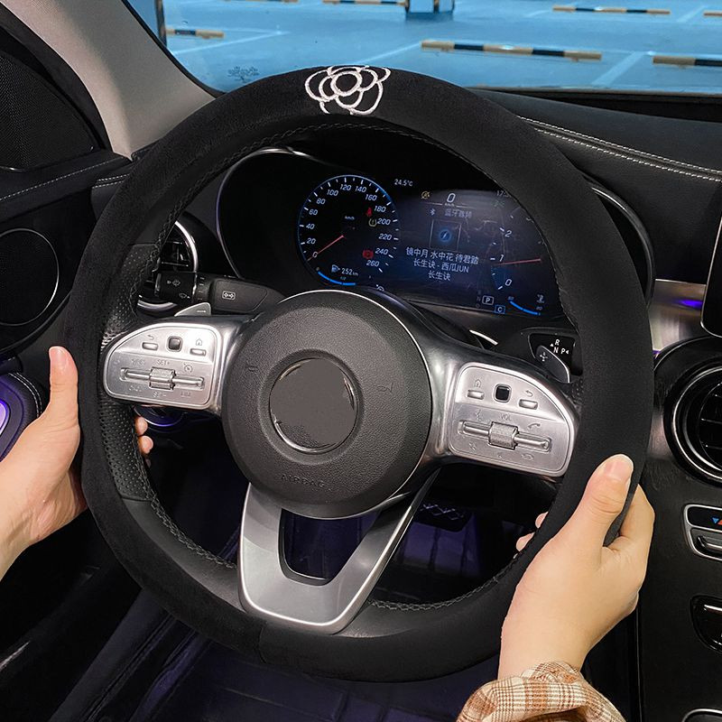 Nouă modă drăguț iarnă de pluș cald anti-alunecare Camelia de desene animate capac pentru volan de mașină