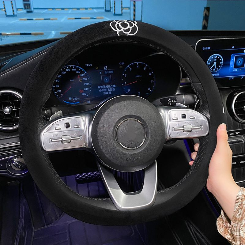 Nouă modă drăguț iarnă de pluș cald anti-alunecare Camelia de desene animate capac pentru volan de mașină