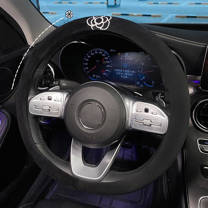 Nouă modă drăguț iarnă de pluș cald anti-alunecare Camelia de desene animate capac pentru volan de mașină