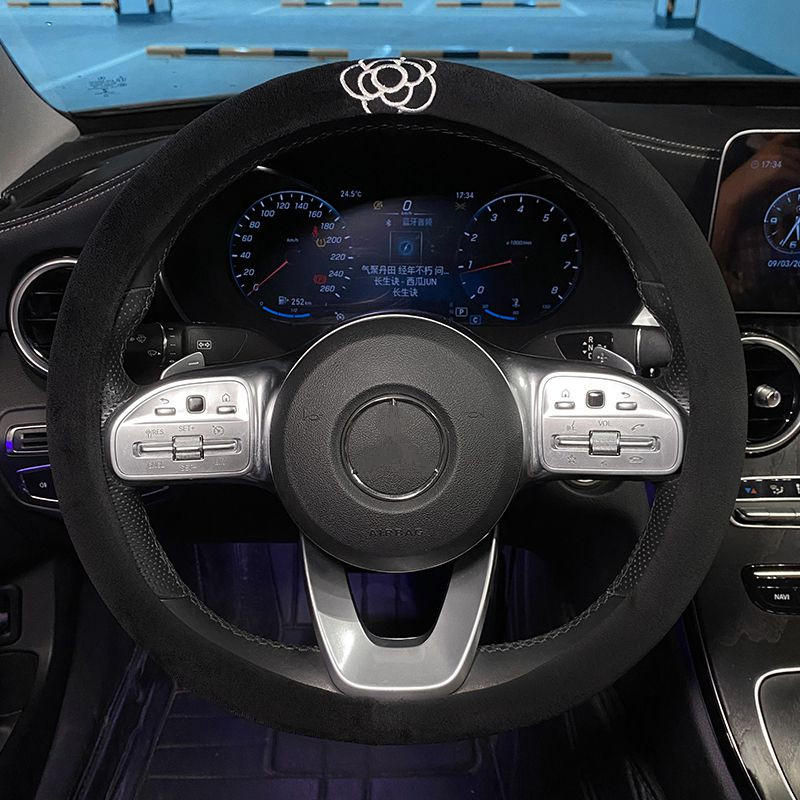 Nouă modă drăguț iarnă de pluș cald anti-alunecare Camelia de desene animate capac pentru volan de mașină