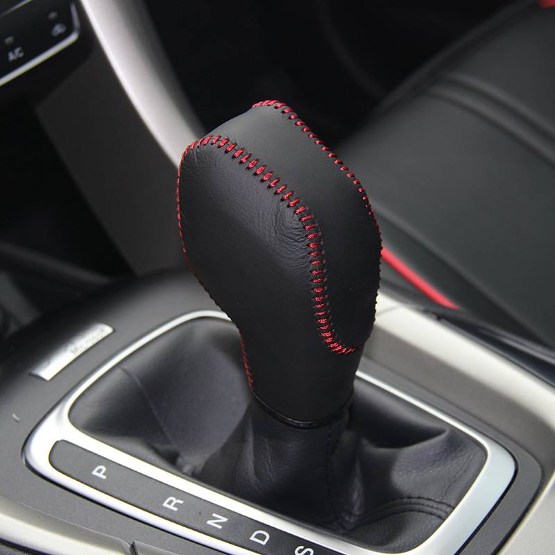 Capac butonul de schimbător din piele Nappa pentru Ford Mondeo 2013 AT husă mașină pe butonul de schimbare a vitezei Capac butonului cutiei de viteze din piele naturală
