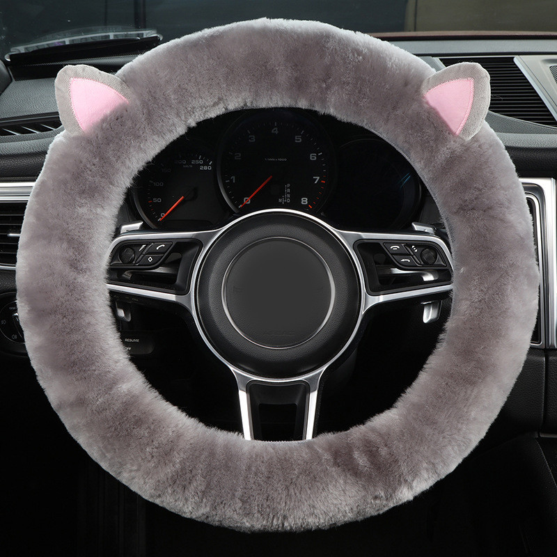 Capac pentru volan de desene animate, drăguț, fleece scurt, husă pentru mâner mașină, zeiță de iarnă, husă pentru mâner interior, pentru femei, consumabile generale
