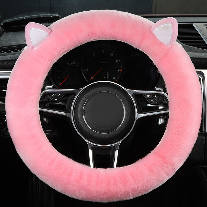 Capac pentru volan de desene animate, drăguț, fleece scurt, husă pentru mâner mașină, zeiță de iarnă, husă pentru mâner interior, pentru femei, consumabile generale