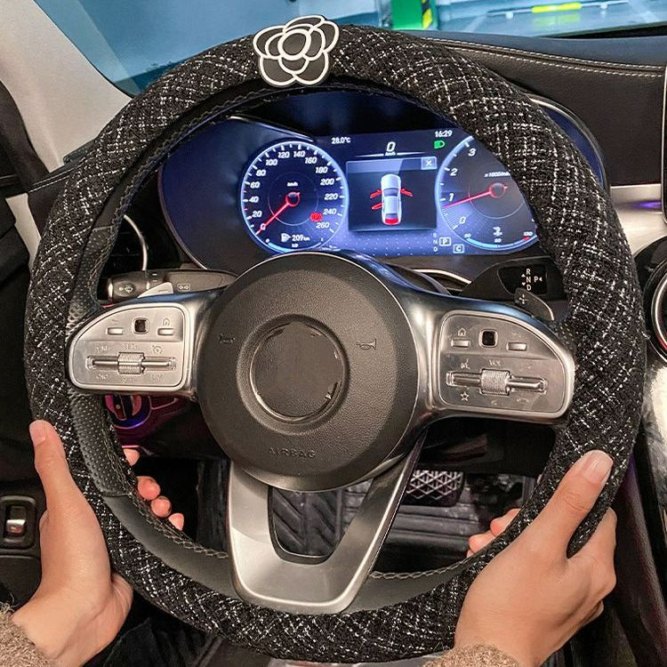 Nouă modă drăguț iarnă de pluș cald anti-alunecare Camelia de desene animate capac pentru volan de mașină
