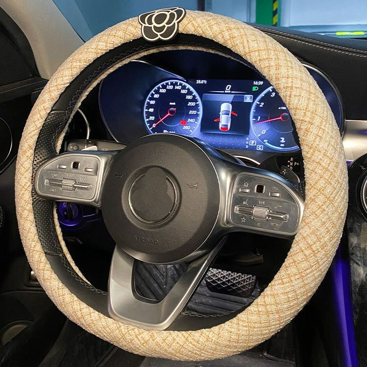 Nouă modă drăguț iarnă de pluș cald anti-alunecare Camelia de desene animate capac pentru volan de mașină