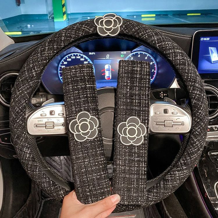 Nouă modă drăguț iarnă de pluș cald anti-alunecare Camelia de desene animate capac pentru volan de mașină