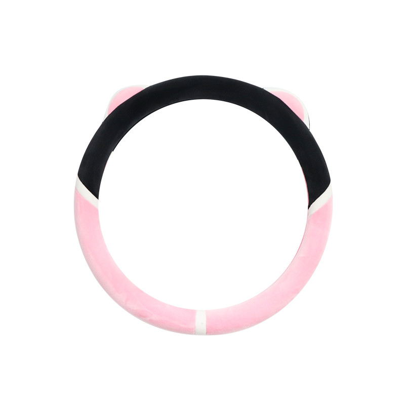 Desen animat nou, drăguț de iarnă, pluș, cald, anti-alunecare, ureche de urs, creativ, husă pentru volan de mașină.