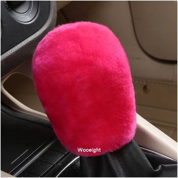 Wooeight 2Pcs Universal Αυτοκίνητο Εσωτερικό Χειρόφρενο Καλύμματα Κάλυμμα πόμολο αλλαγής ταχυτήτων Λαβή μαλλί Χειμερινά μαλακά ζεστά αυτοκόλλητα χειρόφρενο