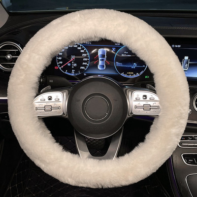 Nou creativ de pluș de iarnă cu flori de desene animate moale, confortabil, husă pentru volan, capac pentru ghidon, decorațiuni interioare pentru mașină