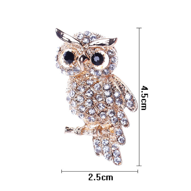 Broșe de bufniță delicate de modă coreeană la modă aliaj de zinc imitație stras albastru broșă insignă pin femei cadouri accesorii