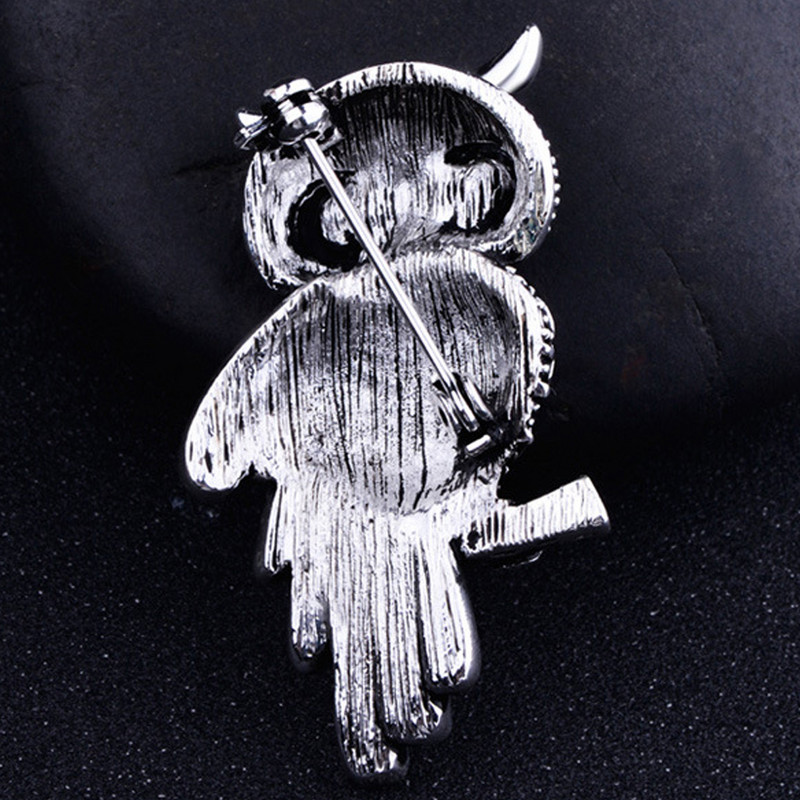 Broșe de bufniță delicate de modă coreeană la modă aliaj de zinc imitație stras albastru broșă insignă pin femei cadouri accesorii