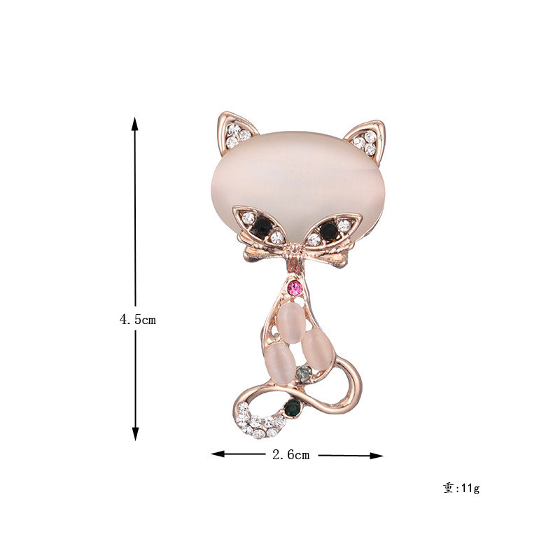Broșe cu design de pisică de cristal vintage, broșă de modă drăguț cu strasuri de animale, opal, bijuterii pentru femei, accesorii pentru îmbrăcăminte, cadou de petrecere