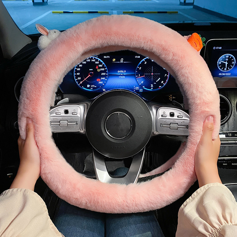 Colorat nou de pluș iarna toamnă confortabil moale anti-alunecare de protecție din desene animate drăguț capac pentru volan de mașină capac pentru ghidon