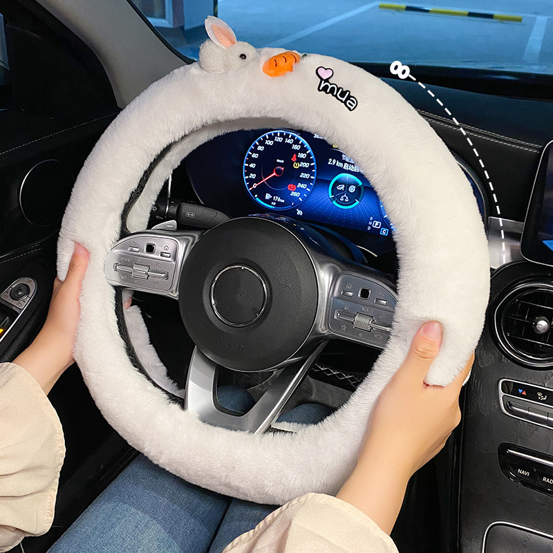 Colorat nou de pluș iarna toamnă confortabil moale anti-alunecare de protecție din desene animate drăguț capac pentru volan de mașină capac pentru ghidon
