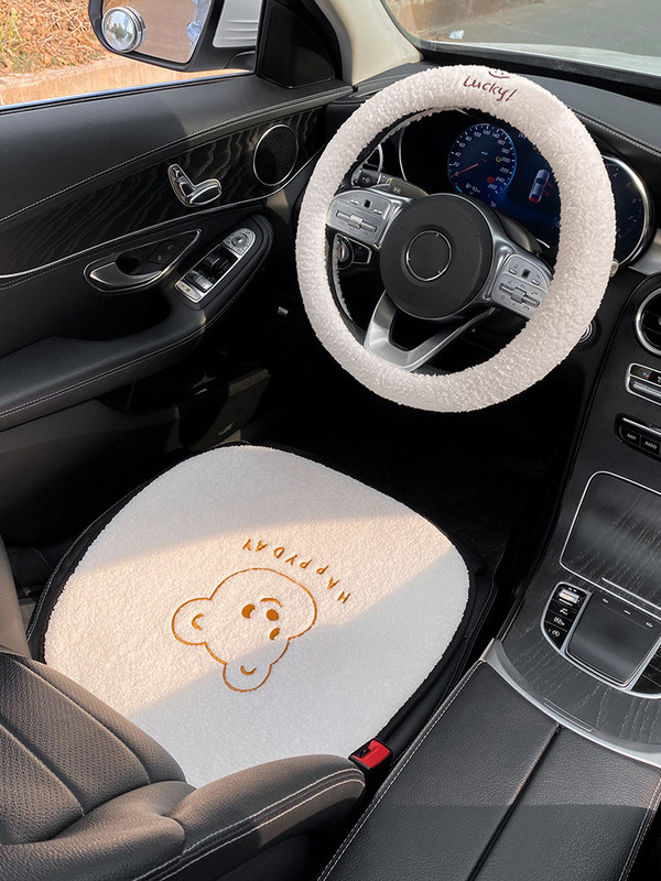 Naujas ėriuko vilnos moteriškas žieminis pliušas Four Seasons universalus neslystantis animacinis automobilio vairo dangtelis