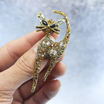 2021 noi broșe de pisică vintage cu strass pentru femei, metal, multicolore, pisică, animal, ocazional, pentru petrecere, ace, cadouri