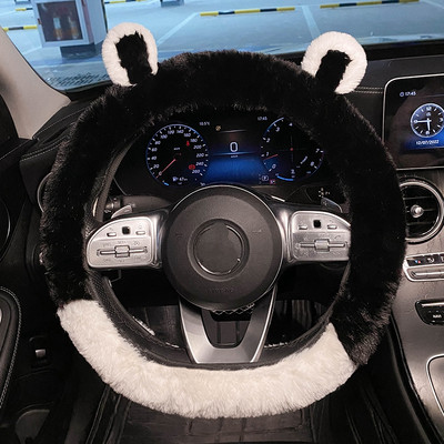 Nou 2023, la modă, de pluș, cald, de desene animate, ureche, confortabilă, anti-alunecare, husă de protecție pentru volan de mașină.