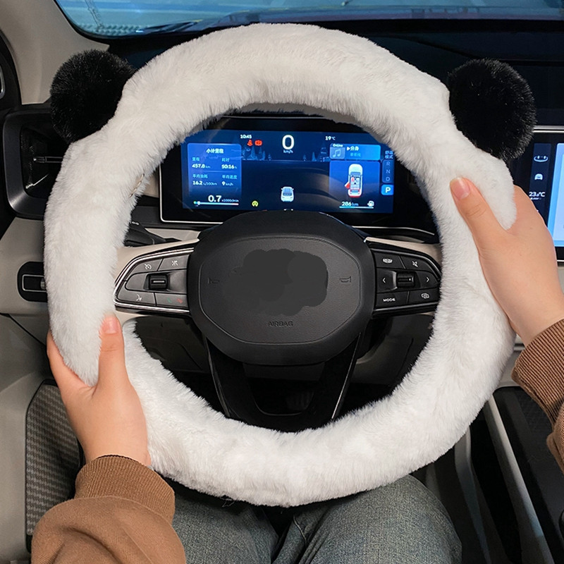 Nou creativ de pluș de iarnă ureche de desene animate moale anti-alunecare drăguț modă husă volan mașină capac ghidon