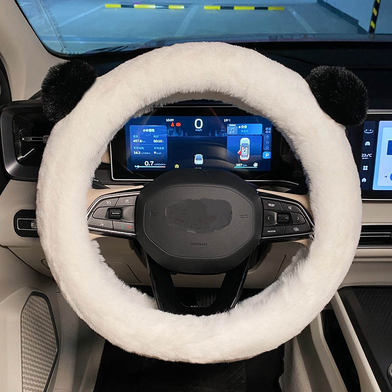Nou creativ de pluș de iarnă ureche de desene animate moale anti-alunecare drăguț modă husă volan mașină capac ghidon