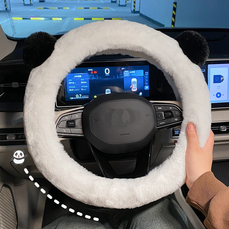 Nou creativ de pluș de iarnă ureche de desene animate moale anti-alunecare drăguț modă husă volan mașină capac ghidon