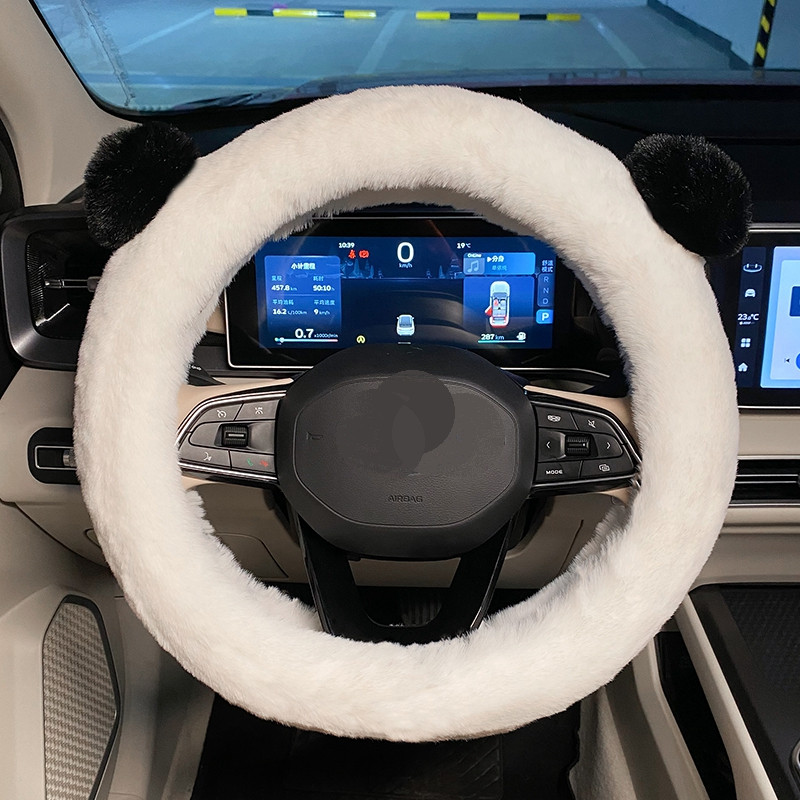 Nou creativ de pluș de iarnă ureche de desene animate moale anti-alunecare drăguț modă husă volan mașină capac ghidon