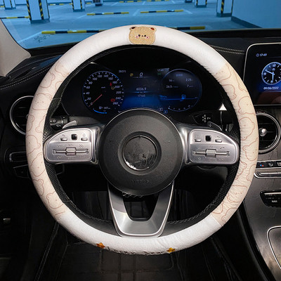 Noul patru anotimpuri universal scurt de pluș urs de desene animate drăguț creativ anti-alunecare capac pentru ghidon care absoarbe transpirația volan auto C