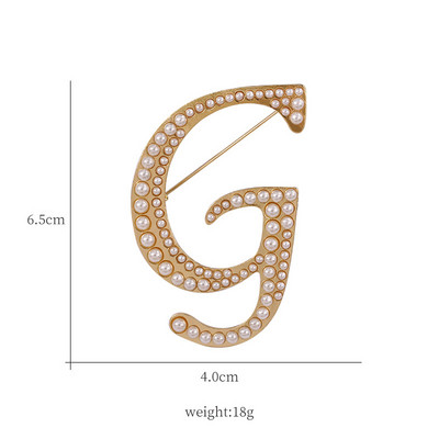 Litere engleze AZ Perla Broșă Metal Alfabet Latin Pin Accesorii pentru cămașă pentru costum de femei Corsaj Personalizare nume DIY