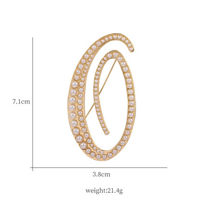 Litere engleze AZ Perla Broșă Metal Alfabet Latin Pin Accesorii pentru cămașă pentru costum de femei Corsaj Personalizare nume DIY