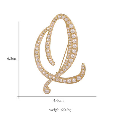 Litere engleze AZ Perla Broșă Metal Alfabet Latin Pin Accesorii pentru cămașă pentru costum de femei Corsaj Personalizare nume DIY