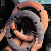 Nou de pluș, iarnă, toamnă, confortabil, moale, antiderapant, de protecție, la modă, cu diamante, pentru volanul mașinii, capac pentru ghidon