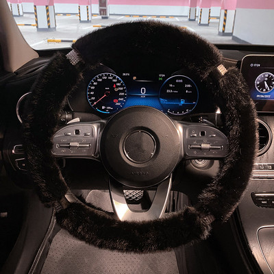 Nou de pluș, iarnă, toamnă, confortabil, moale, antiderapant, de protecție, la modă, cu diamante, pentru volanul mașinii, capac pentru ghidon