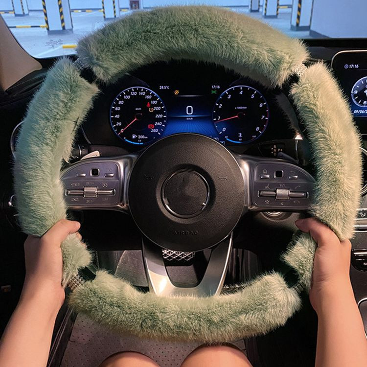 Nou de pluș, iarnă, toamnă, confortabil, moale, antiderapant, de protecție, la modă, cu diamante, pentru volanul mașinii, capac pentru ghidon