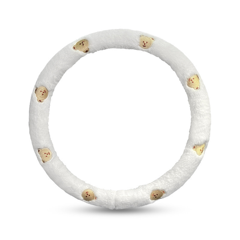 Drăguț Cart Broderie rafinată Urs Floral Universal Carcasa Volanului Mașinii Cald Gros Faux Iepure Roata de Pluș Decorare