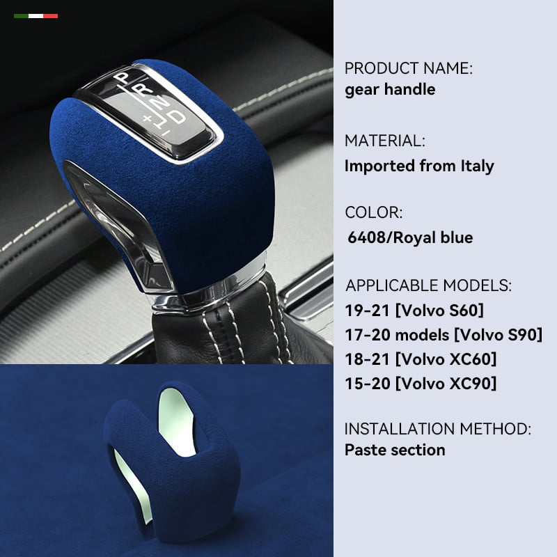 Italija Super Suede Pavarų perjungimo dangtelis, skirtas Volvo S60 S90 XC60 XC90 2015-2021 Priedai Flanelinės rankenos galvos apsaugos stilius