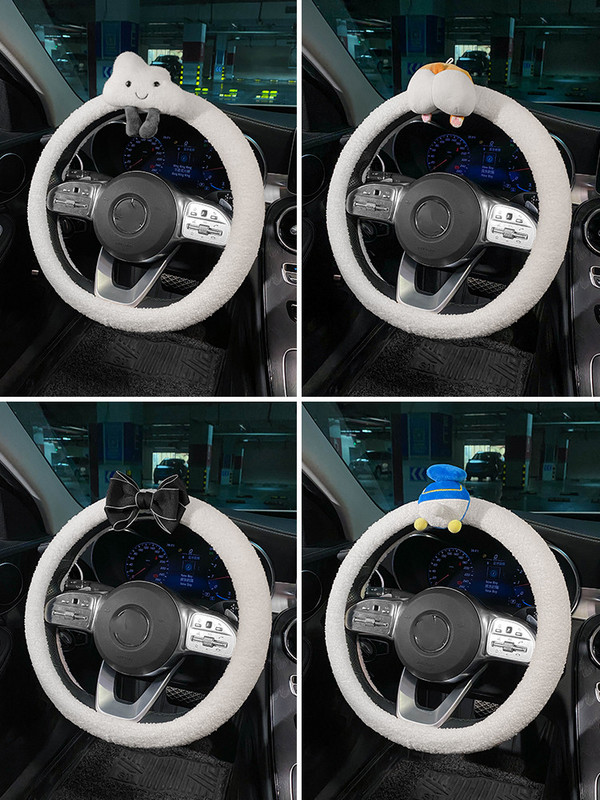 Iarnă Femeie Pluș Călduș Iarnă Husa Volan Mașină Four Seasons Husă Universal Antiderapant pentru Ghidon Auto