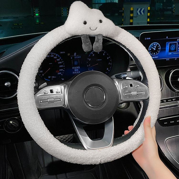 Iarnă Femeie Pluș Călduș Iarnă Husa Volan Mașină Four Seasons Husă Universal Antiderapant pentru Ghidon Auto