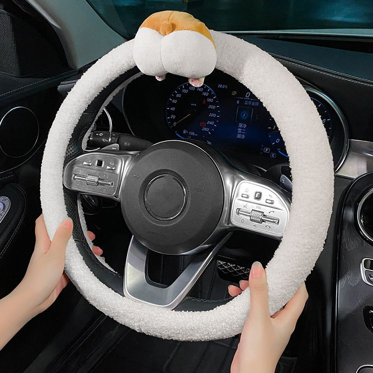 Iarnă Femeie Pluș Călduș Iarnă Husa Volan Mașină Four Seasons Husă Universal Antiderapant pentru Ghidon Auto