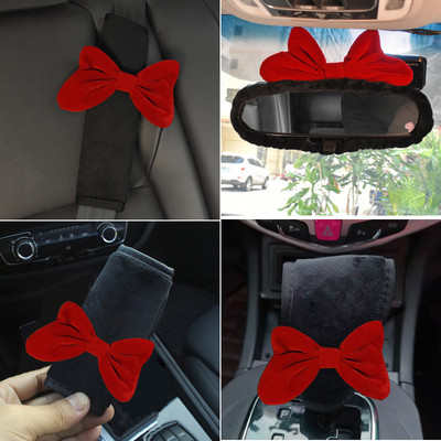 Catifea, retro, fundă roșie, husă universală pentru volan de mașină, pufos de iarnă, imitație de lână de miel, roată de vehicul, 15 inci